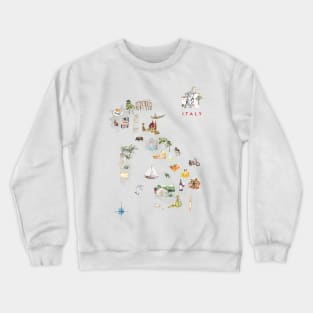 Illustrated Map of Italy Crewneck Sweatshirt